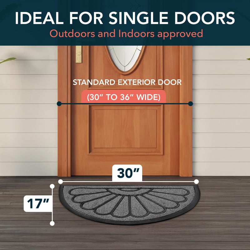 ubdyo Front Door Mat - Low Pile Front Door Mat Outside Entrance - Muddy Dirt Trapping Welcome Matt Outdoor - Rubber Backing Anti Slip Indoor Doormat Entrance, 30" x 17", Bright Grey - Image 3